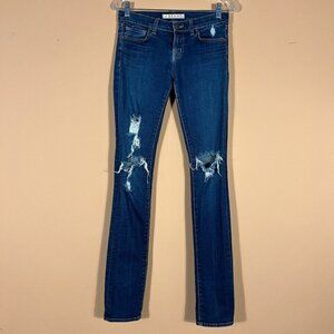 J Brand Women's Low Rise Pencil Leg Torn DKV Jeans